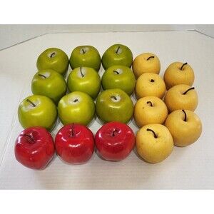 Lot of 19 Faux Red Green Yellow Apples Fake Realistic Fruit Craft Decor Prop